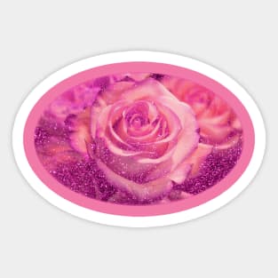 pink roses mask floral glitter love pattern sparkly romantic flowers Sticker